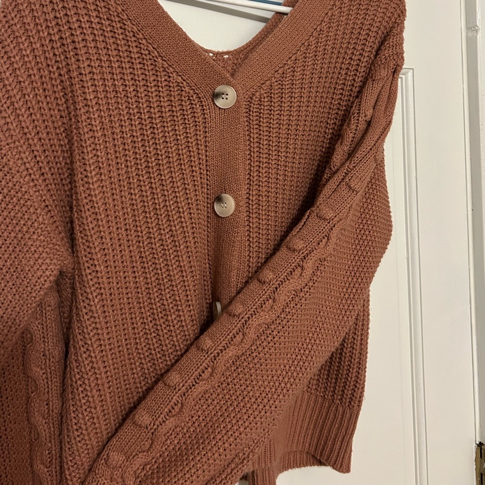 Jessica Simpson Clay Pink Cropped Cardigan